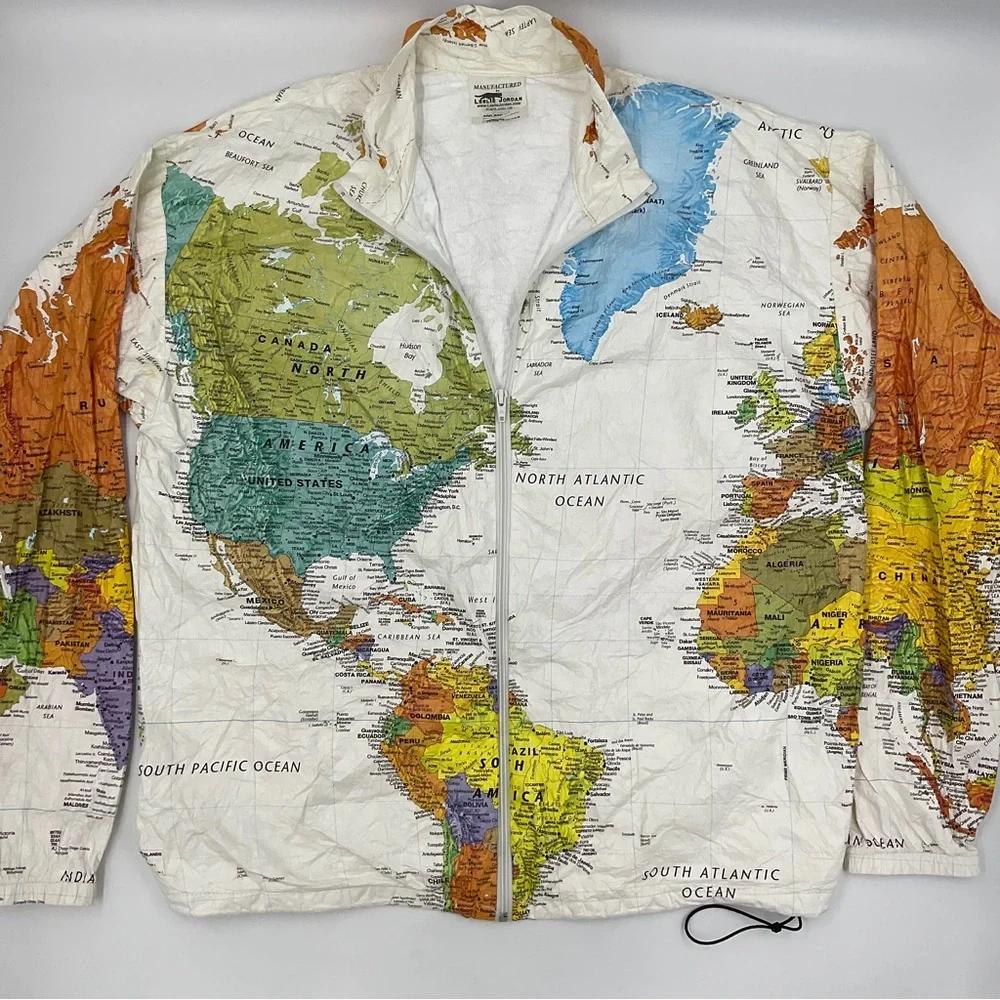 Tyvec RARE Y2K Vintage Leslie Jordan Map Jacket Collector’s Item Kurt Cobain L - Picture 4 of 16